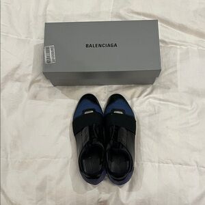 Balenciaga Men's Black and Blue Sneakers